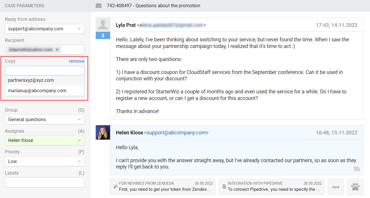 Copies and blind copies